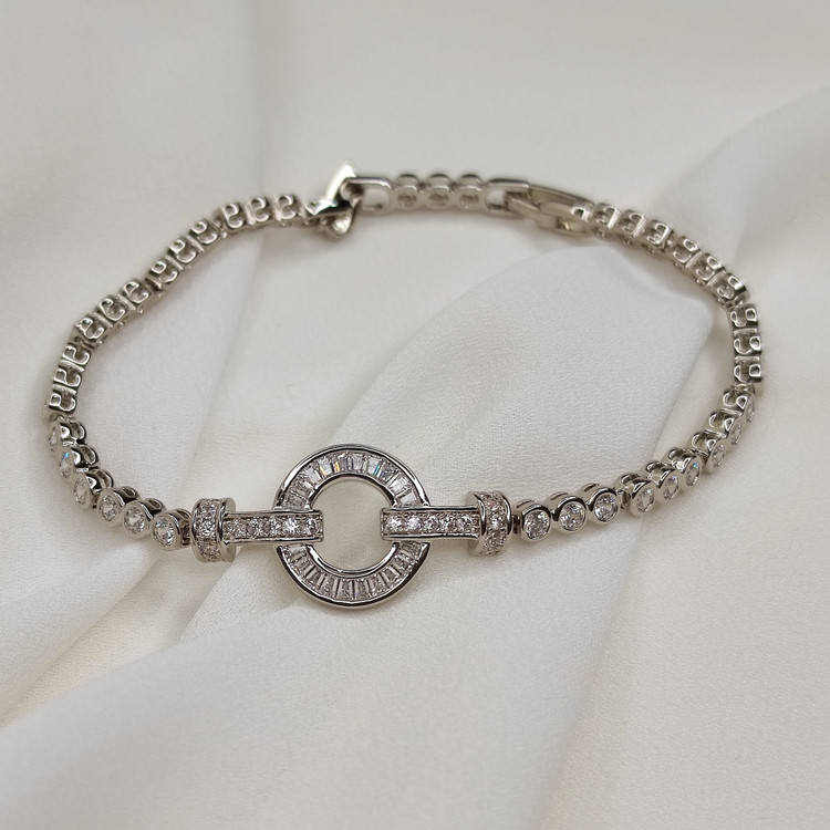 دستبند تمام نگین سیلور ژوپینگ