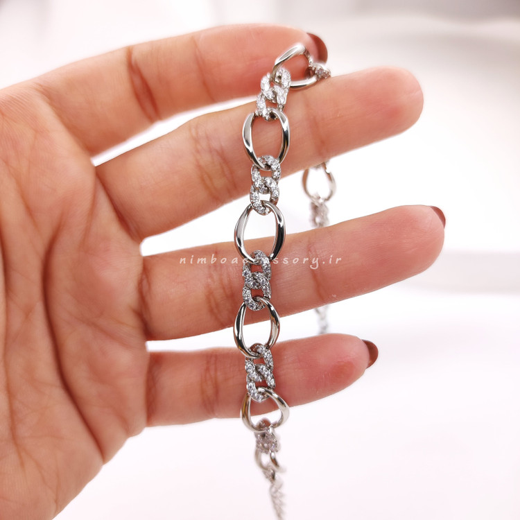 دستبند سیلور نگین دار ژوپینگ