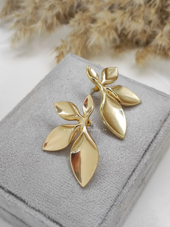 گوشواره مینیمال طلایی چهار پر