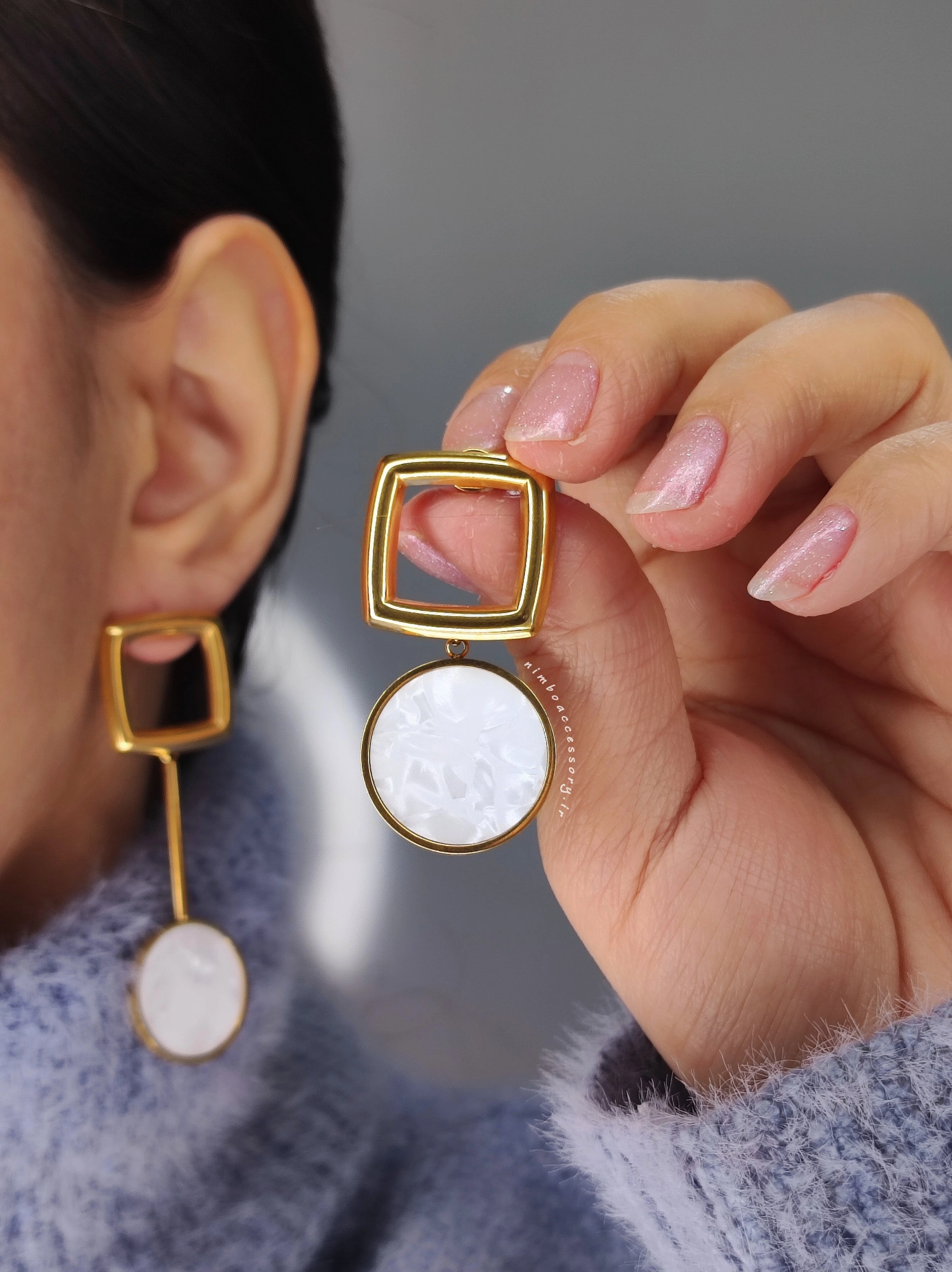 گوشواره میناکاری هندسی