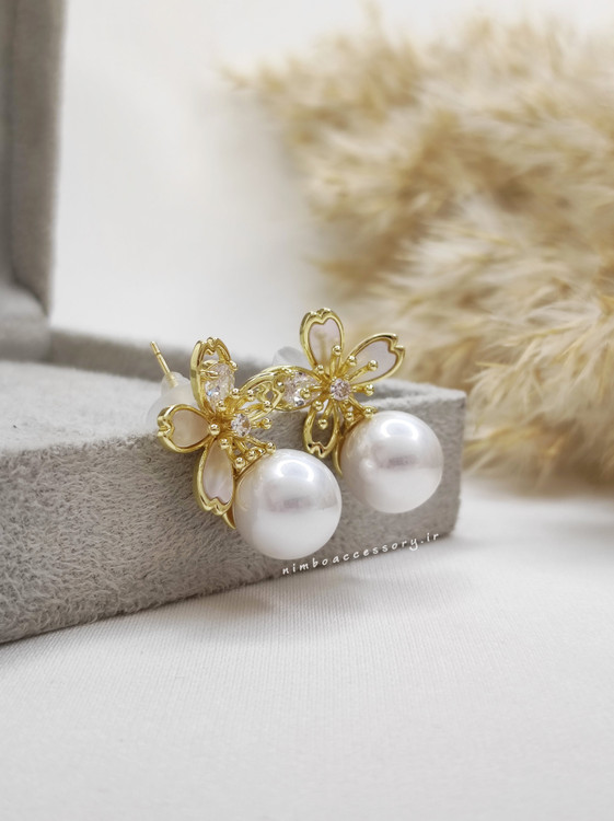 گوشواره مروارید رنگ ثابت