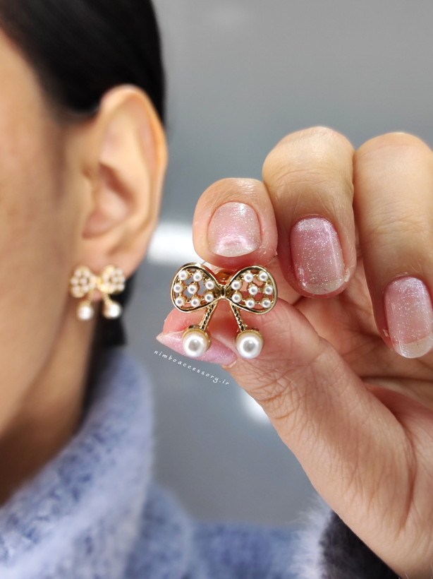 گوشواره پاپیون مرواریدی