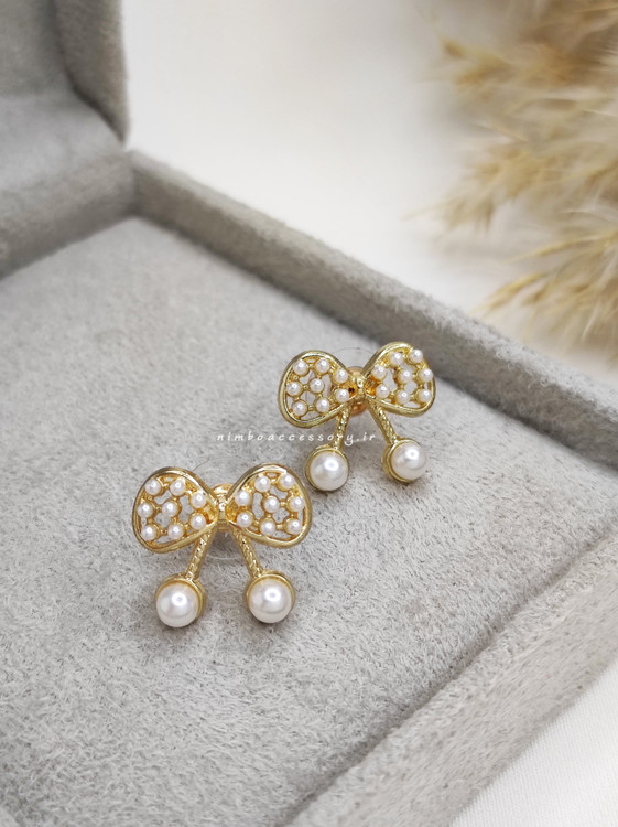 گوشواره پاپیون ترند مرواریدی