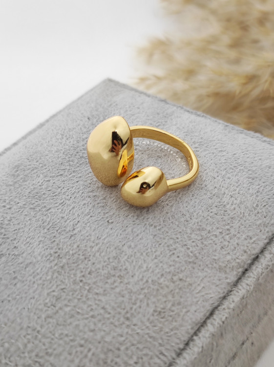 انگشتر مینیمال دو گوی طلایی