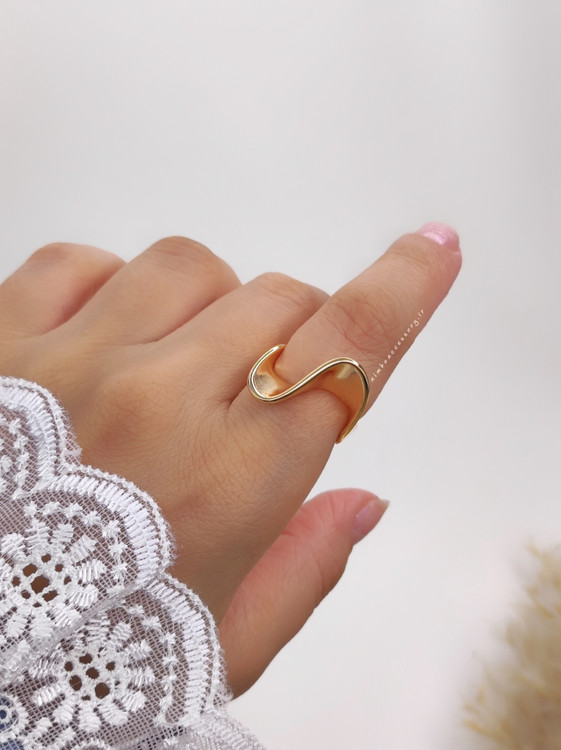 انگشتر مینیمال موج آبکاری رودیوم