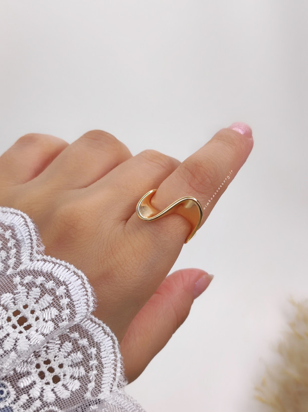 انگشتر مینیمال موج آبکاری رودیوم