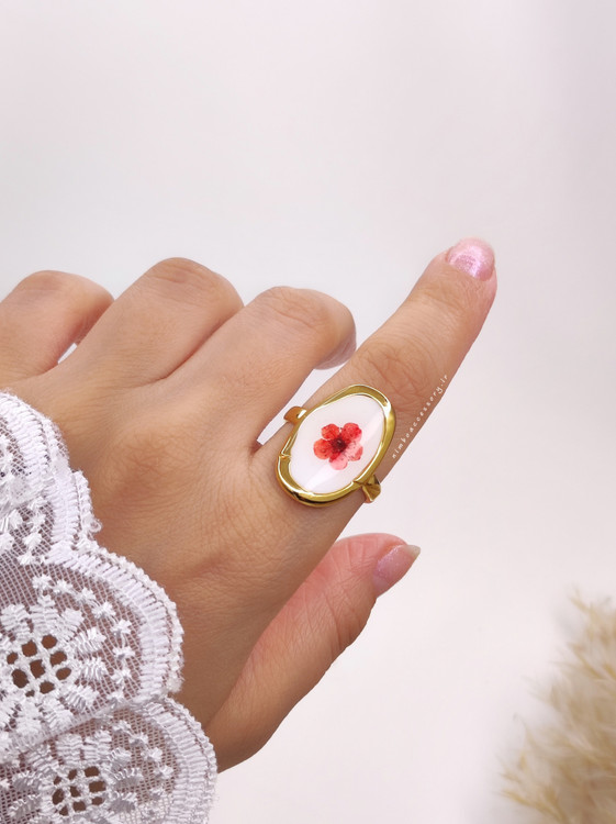انگشتر میناکاری گل قرمز