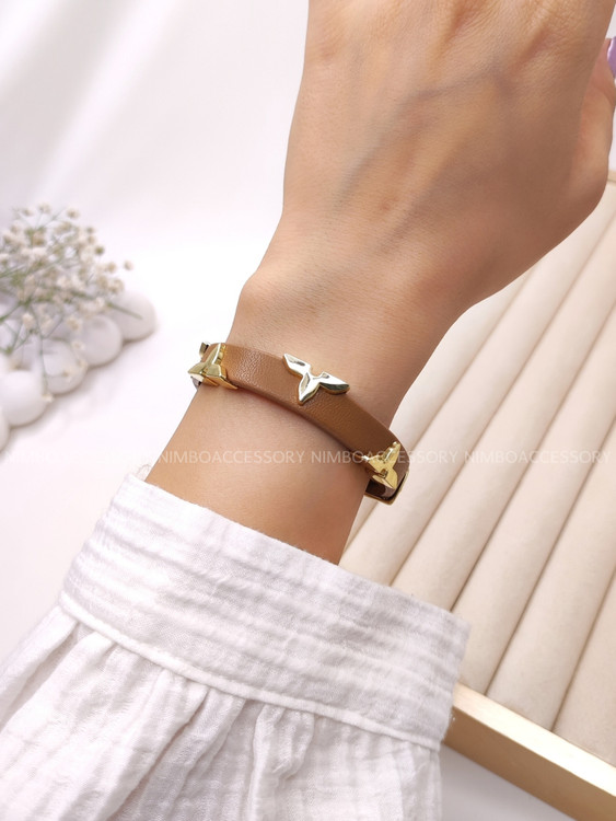 دستبند چرم لویی ویتون قهوه ای